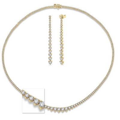 Jilco Diamond Riviera Drop Earrings And Necklace Set