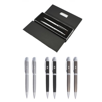 Union Printed - Heavy Metal Barrel Pen & Pencil Set in Box
