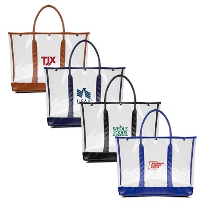 Luxe Button-Top Tote with PU Leather Trim