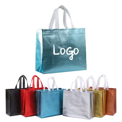 Metallic Shiny Reusable Non Woven Shopping Tote Bag