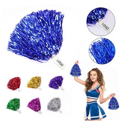 Metallic Foil Cheerleader Poms with/ Plastic Handle