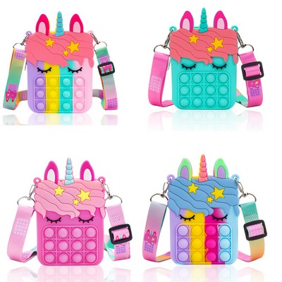 Silicone Small Cartoon Pop It Purse Shoulder Bag Fidget Toy
