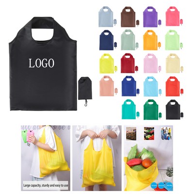 Foldable 210T Polyester Shopping Bag w/ Clip Pouch
