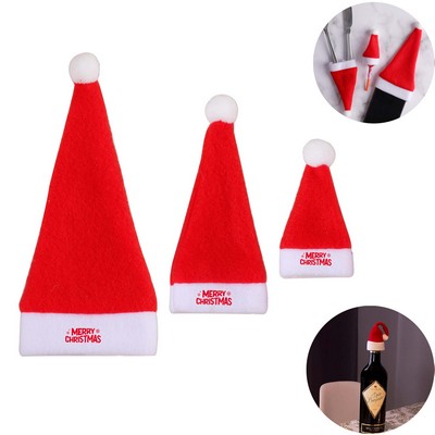 Mini Santa Hats Bottles Cover Lollipop Silverware Sleeve