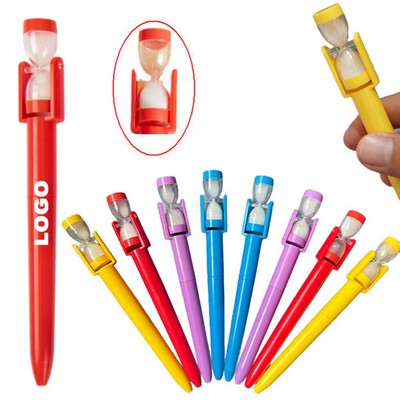 Toy Hourglass Timeglass Ballpoint Pen Timer Sand Clock Pens