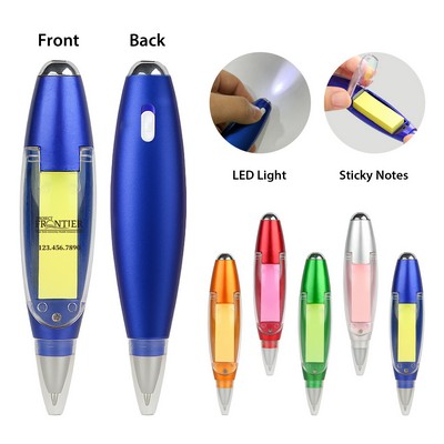 3-in-1 Sticky Note Pen with Light & Lanyard