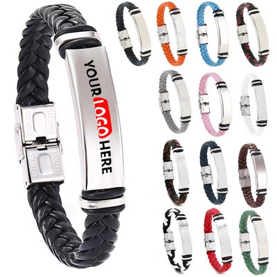 Personalized Engraved Leather Bracelet