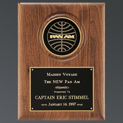 American Walnut Rectangle with Four Inch Disc and Black Brass Plate, 9"x12"