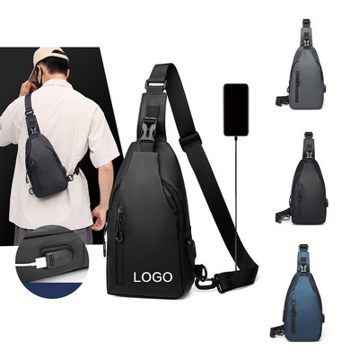 Waterproof Large Capacity Single Shoulder Crossbody Bag With Charging Port