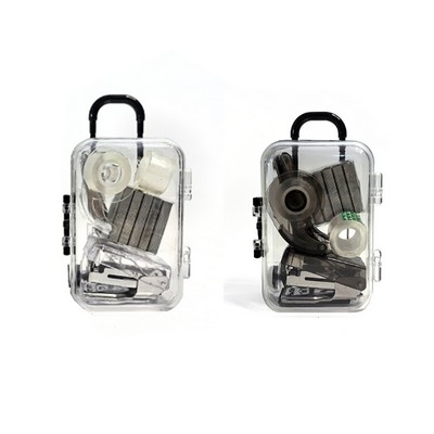 Portable Transparent Mini Trolley Office Desk Set