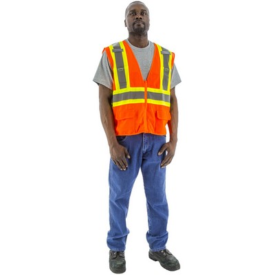 Majestic 75-3210 Hi-Viz Mesh Vest with DOT Striping, ANSI 2