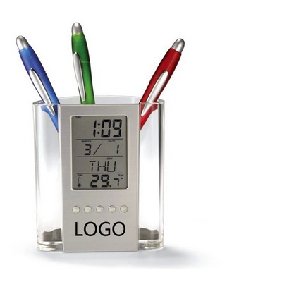 Multifunctional Transparent Detachable Pen Holder Alarm Clock