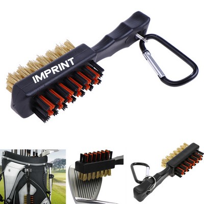 Double-Sided Golf Club Groove Brush With Carabiner
