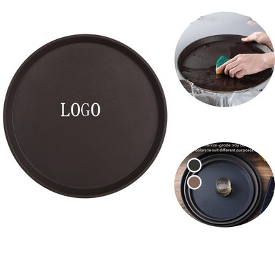 Non Slip Rubber Lined Round Food Service Tray