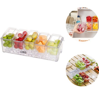 Ice Chilled Condiment Caddy Removable Dishes Separate Lids