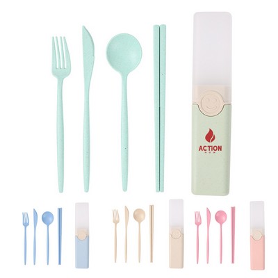 4-Pieces Wheat Straw Tableware Set