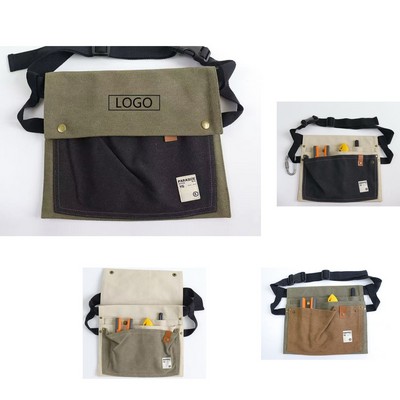 Multi-Pocket Canvas Utility Waist Apron With Adjustable Strap