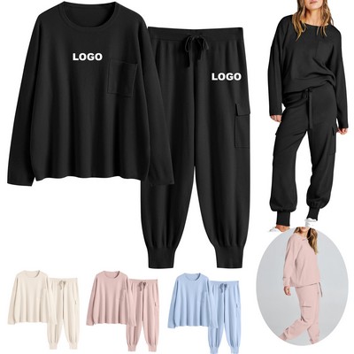 Promotional Apparel Set Women's Loungewear 2 Piece Outfits Sweatsuit