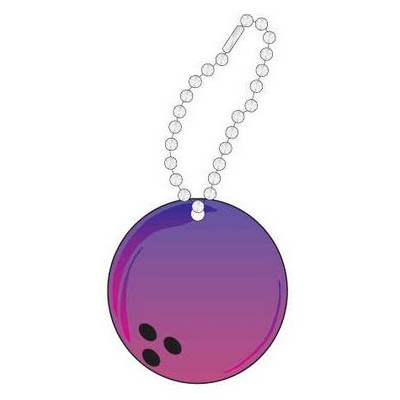 Purple Bowling Ball Promotional Key Chain w/ Black Back (2 Square Inch)