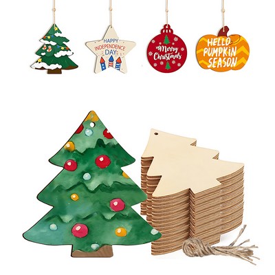 Custom Shape Wooden Holiday Ornaments Full Color Printing Wood Blanks Kids DIY Painting