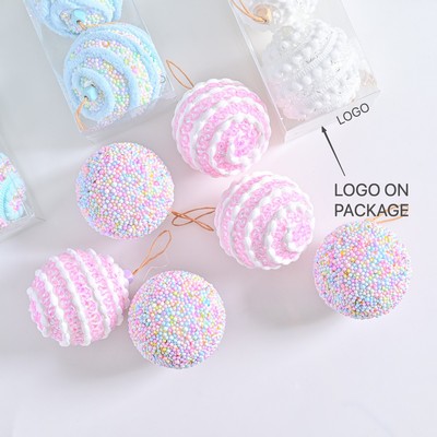 Macaron Color Foam Christmas Balls Creative Painted Ornament Set Holiday Decor