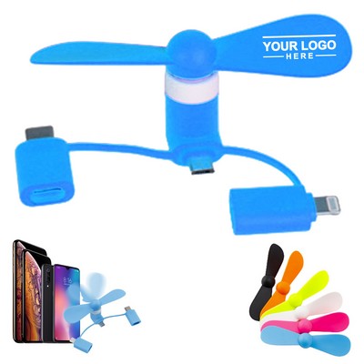 3-in-1 Portable USB Cellphone Fan