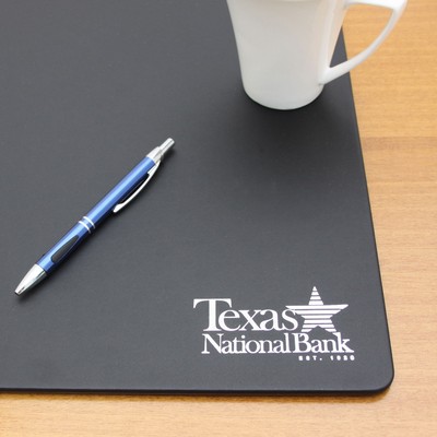 Gray Leather Conference Table Pad with Pen Well, 17 x 14