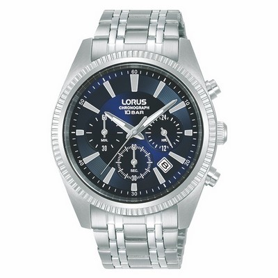 Lorus Men RT395K Chronograph Watch - Silver and Blue