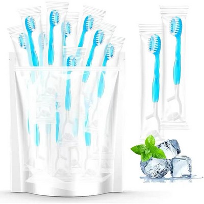 5In1 Disposable Peppermint Burst Toothbrush With Dental Floss Pick Portable Oral Care Kit