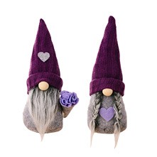 Valentine's Purple Knitted Hat Gnome Doll Figurine Faceless Doll Decor