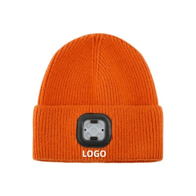 LED Illuminated Knit Beanie with Rechargeable Night Safety Light
