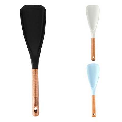 Non Stick Silicone Spatula w/ Wooden Handle