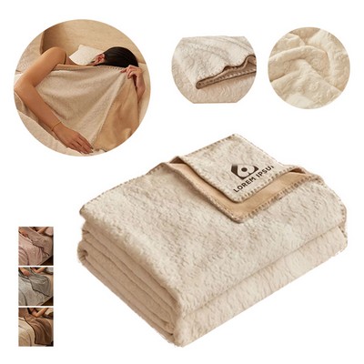 Double Layer Composite Throw Designed Milk Velvet Blanket