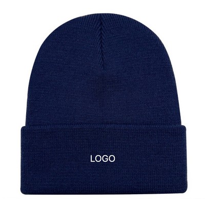 Thick Knitted Winter Beanie Warm Acrylic Yarn Hat Unisex Cold Weather Knit Cap Outdoor Wear