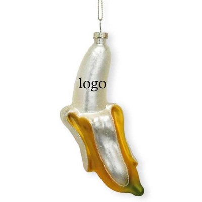 Peeling Banana Glass Ornament