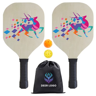 Wood Pickleball Set With 2 Balls