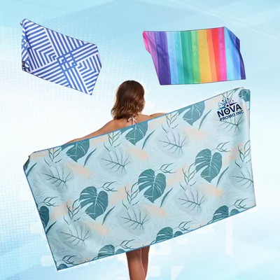 30 by 60" Sublimated Waffle Microfiber Sand-Proof Beach Towel for Softness and Sand Resistance