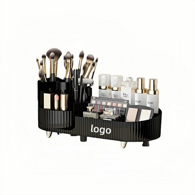 Luxury Rotating Makeup Organizer with Brush and Lipstick Storage