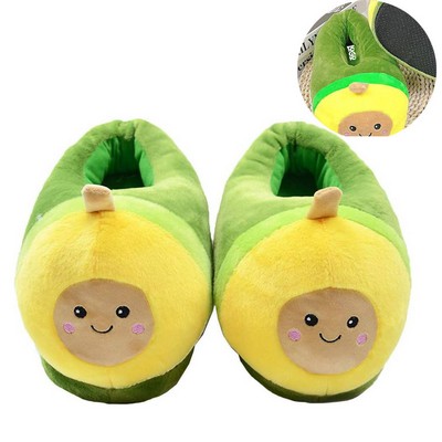 Cartoon Avocado Plush Slippers House Shoes