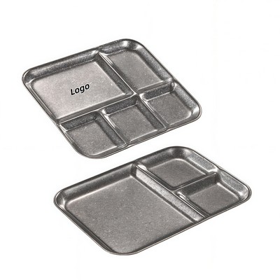 Rustic 304 Stainless Steel Condiment Tray with Divided Sections for BBQ and Appetizers