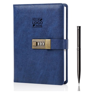 Vintage Locks Diaries Password Notebook A5 PU Leather