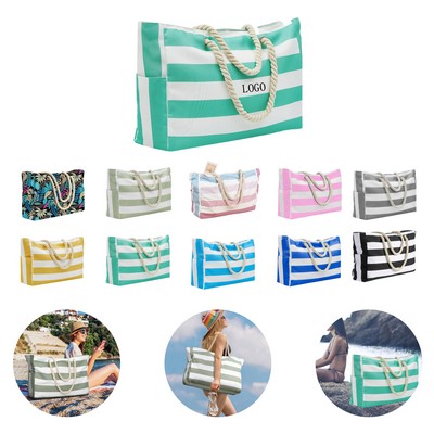 Oversized Canvas Coastal Tote Bag