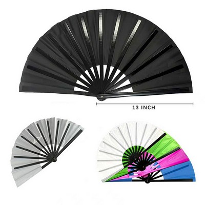 13" Large Plastic Ribs Fabric Folding Kung Fu Clack Fan
