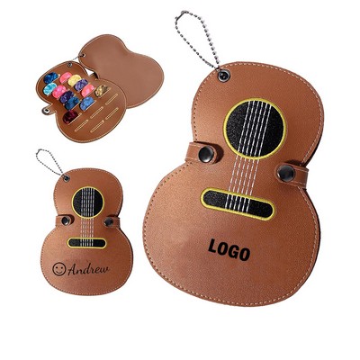 Custom PU Leather 17 Slots Guitar Shaped Guitar Pick Holder