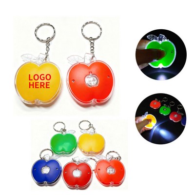 Plastic LED Apple Keychain Light