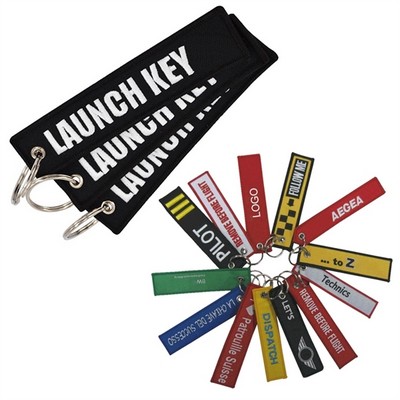 Embroidered Fabric Key Tag Keychain