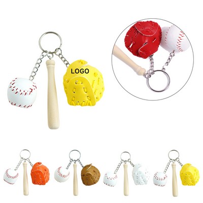 Mini Baseball Set Pendant Keychain
