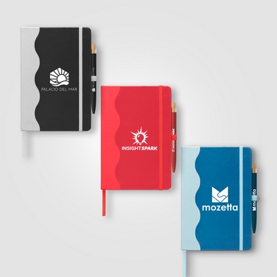 Grete Recycled Wave Pattern Journal Pen Set - A5 - Silkscreen