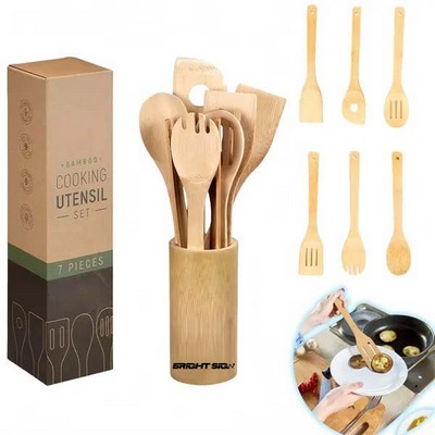 Bamboo Cooking Essentials Set With Custom Holder