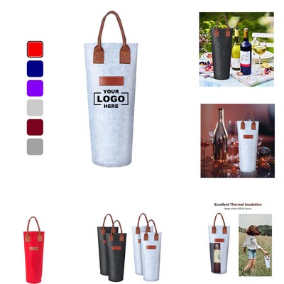 Premium Rectangular Felt Wine Tote - Structured Single Bottle Gift Carrier